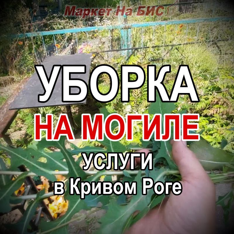 803M - Повторная уборка могилы с памятником, на которой реставрировали оградку (Кривой Рог)